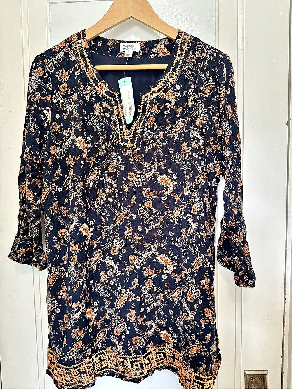 Market & Spruce Paisley Tunic in Blue & Orange Size Large NWT